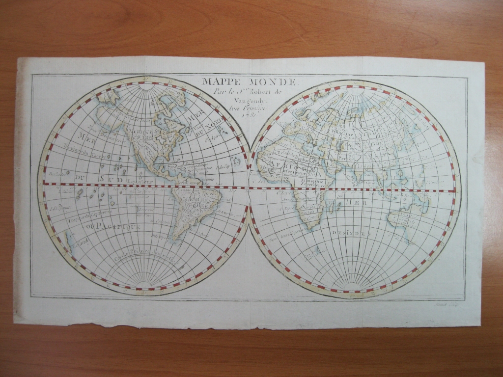 Mapa del mundo, 1781. Vaugondy